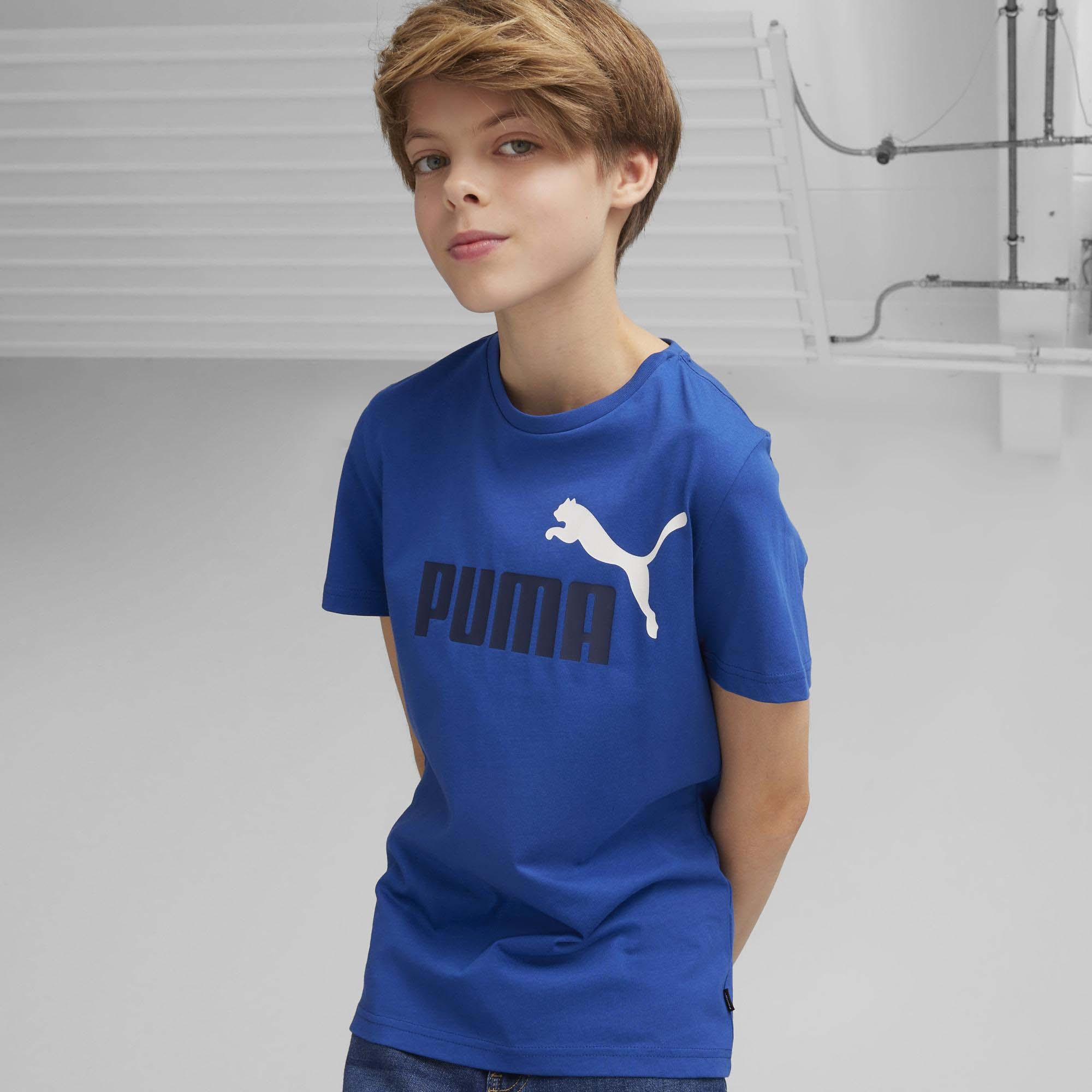 Puma Boys Essentials+ 2 Colour Logo Tshirt