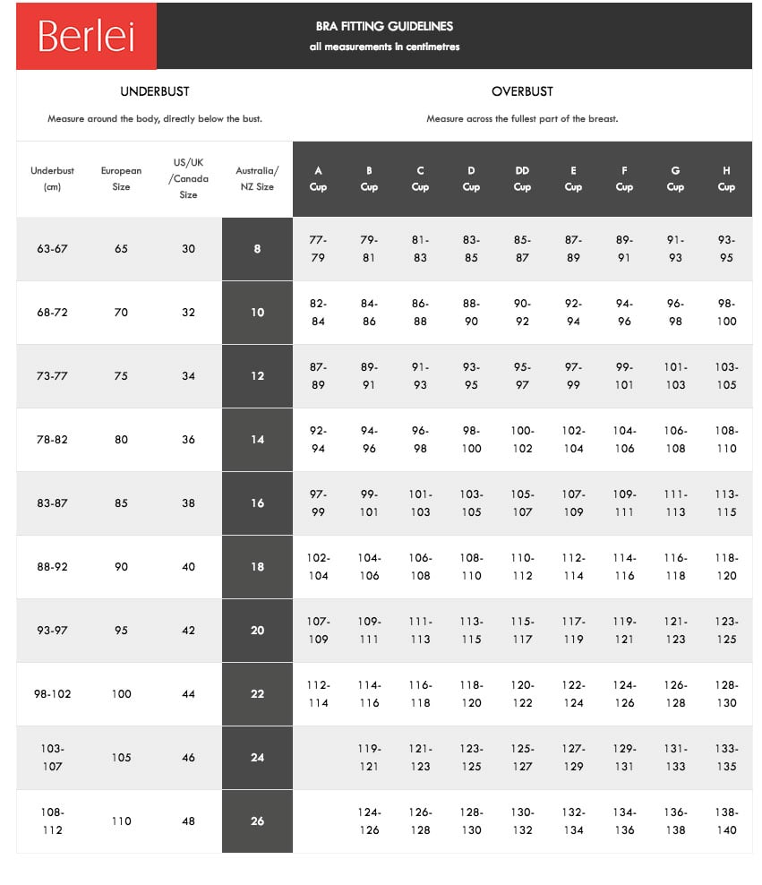 Berlei Bra Size Guide