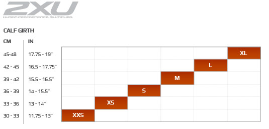 2XU Calf Guard Size Guide