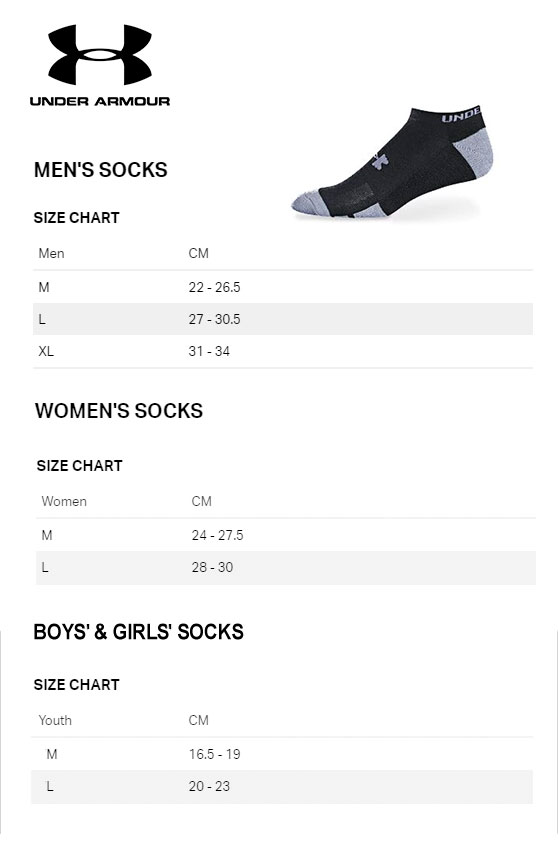 UA Socks Size Guide