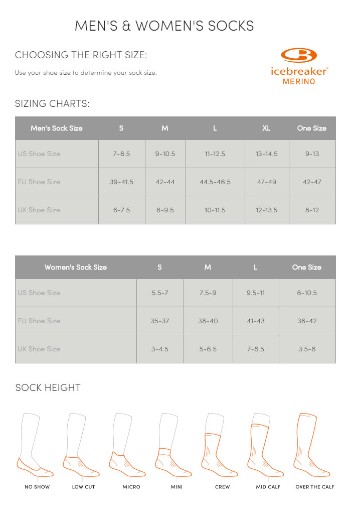 Icebreaker Socks Size Chart