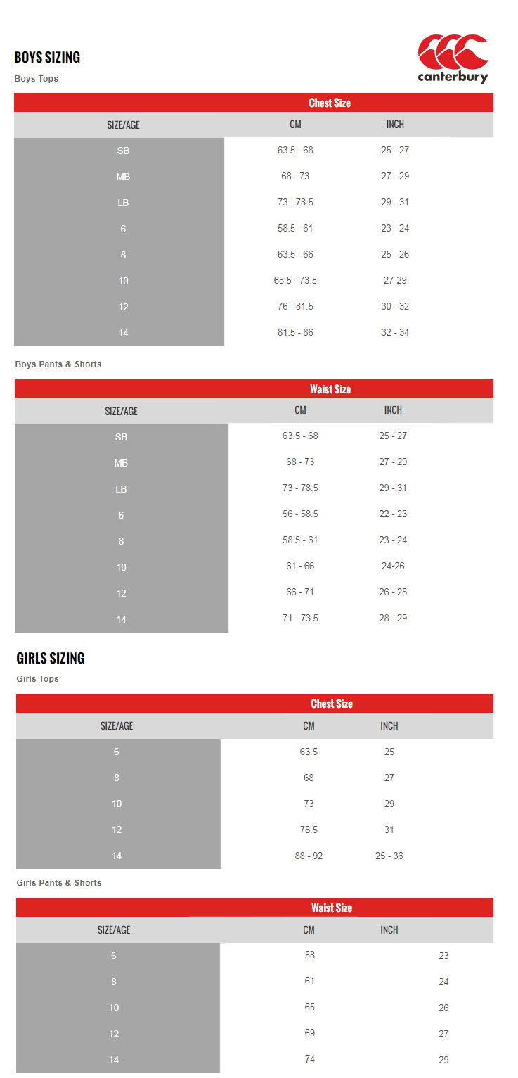 CCC Junior Size Guide