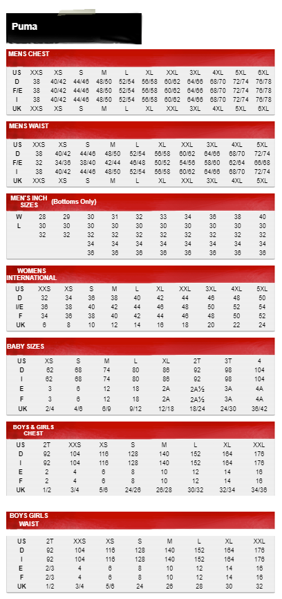 Puma Size Guide