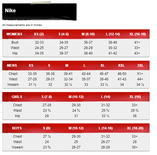 Nike Size Guide