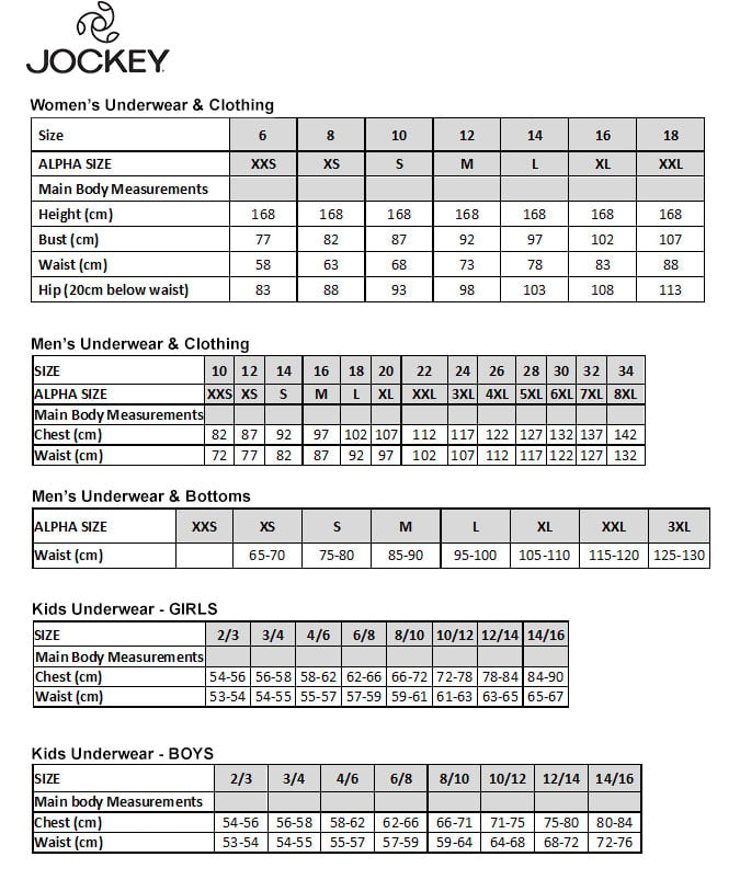 Jockey Size Guide