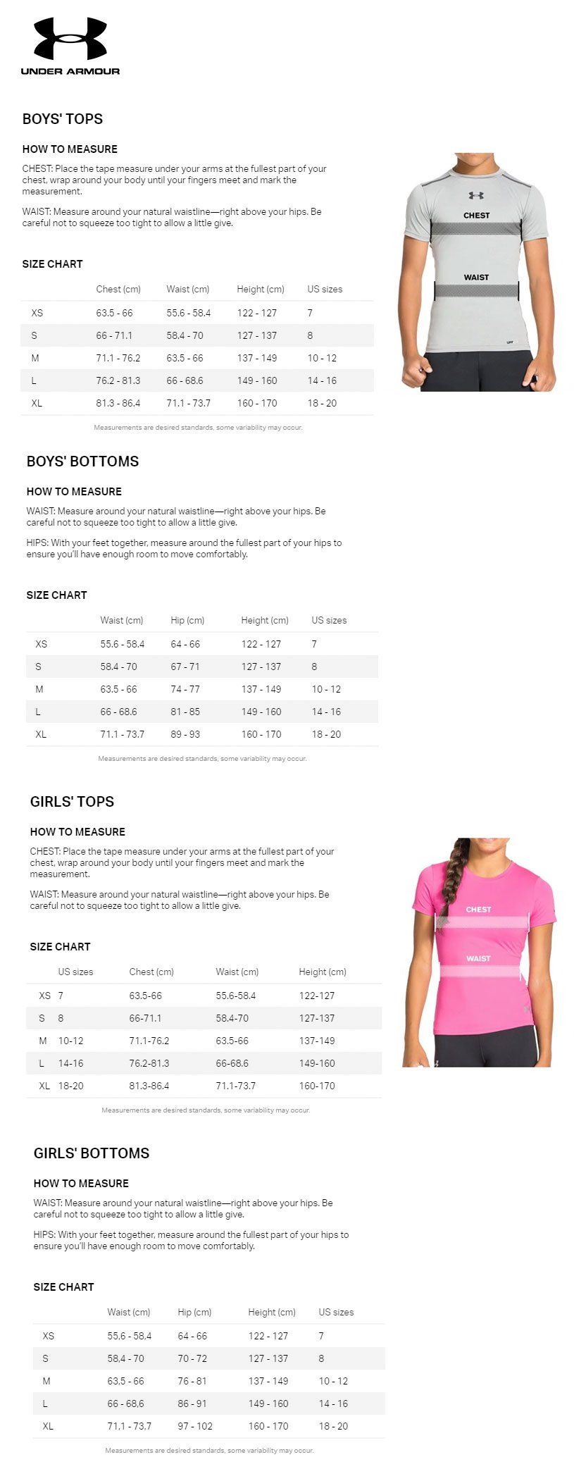 UA Junior Size Guide