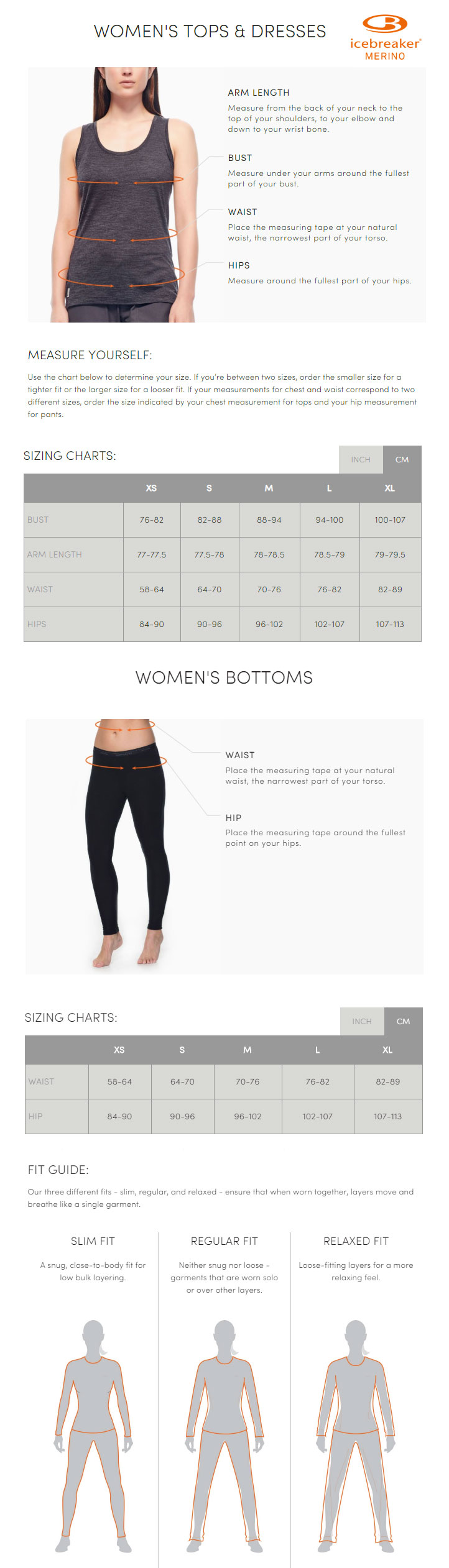 Icebreaker Womens Clothing Size Guide