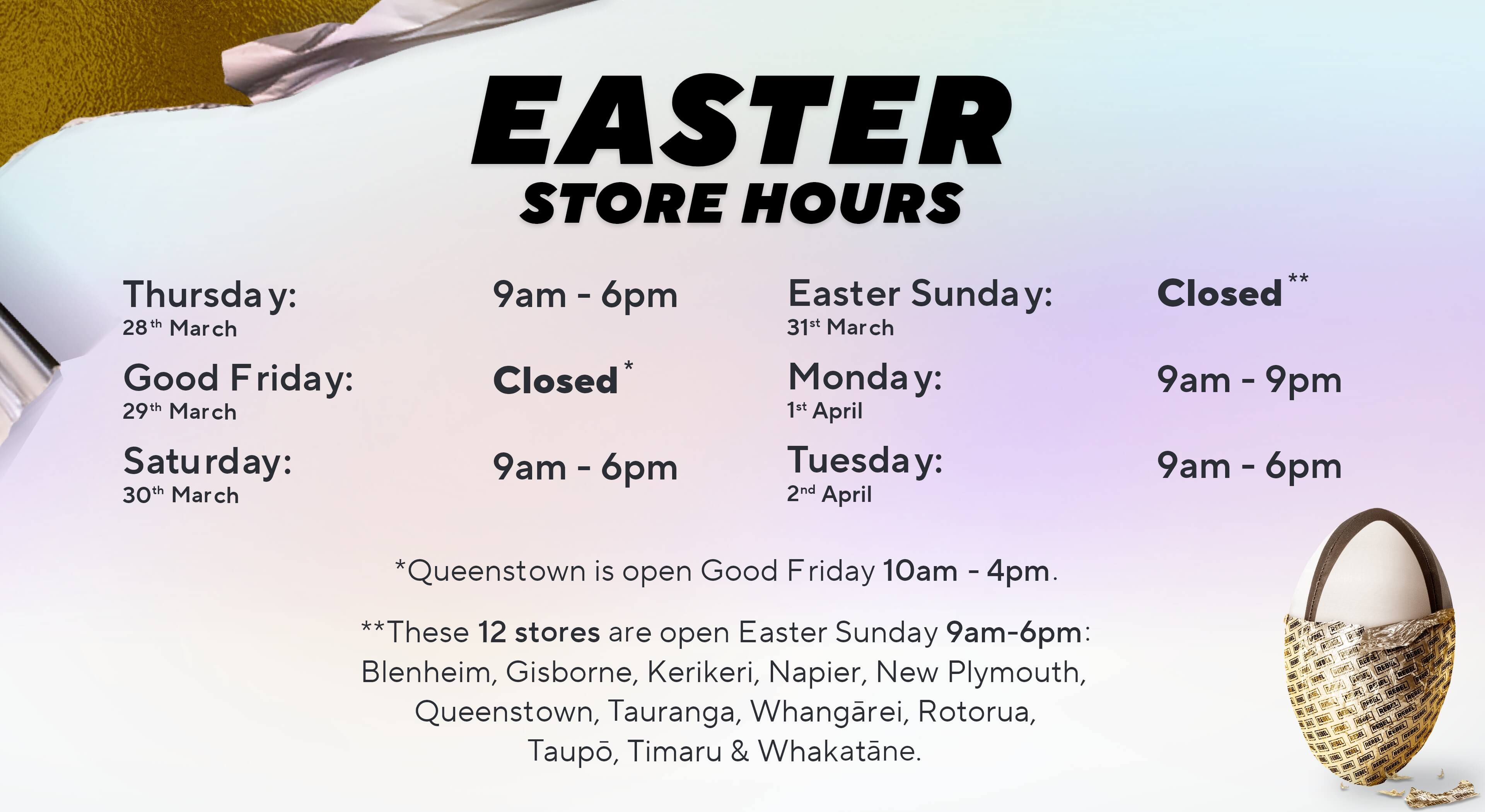 Easter Store Hours Rebel Sport