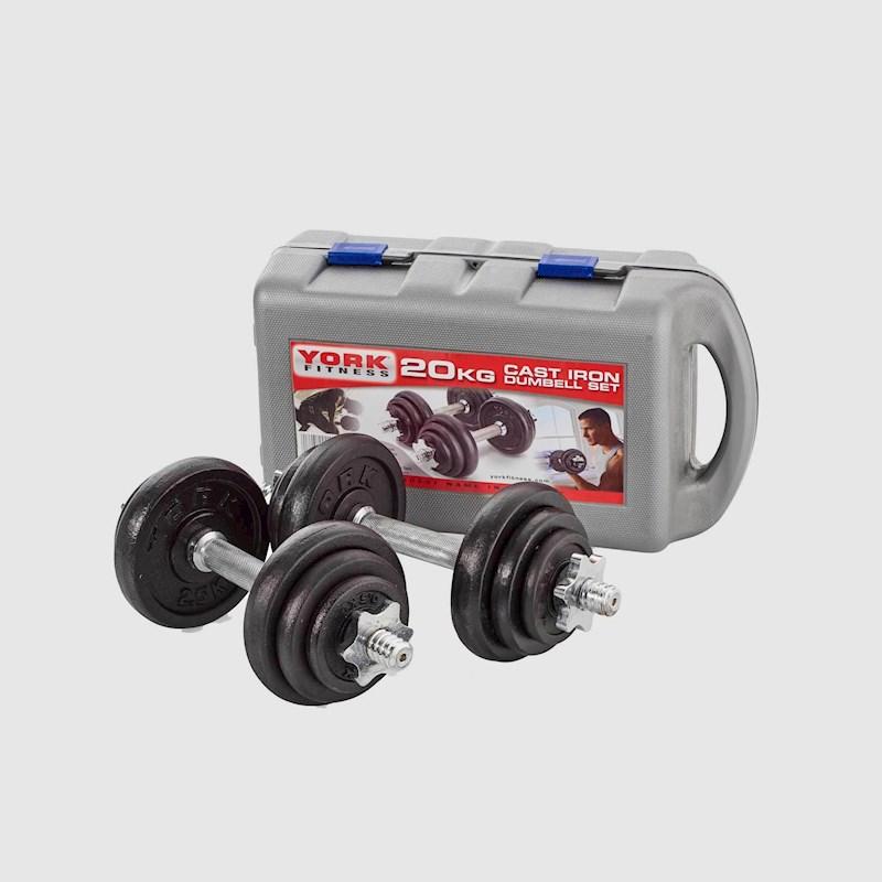 York 20kg black cast iron dumbbell set discount