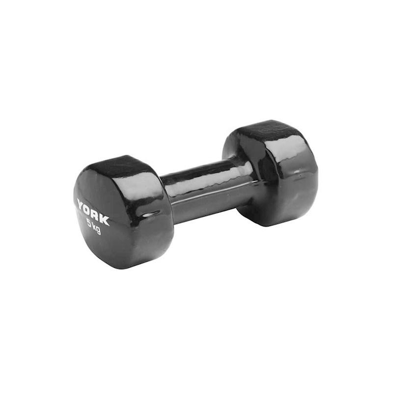 York Vinyl Dipped Dumbell Black 5kg Rebel Sport