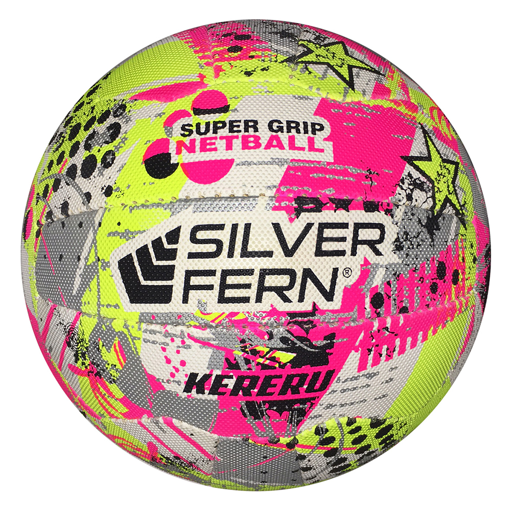 Silver Fern Kereru Netball Silver/Pink/Yellow Size 5
