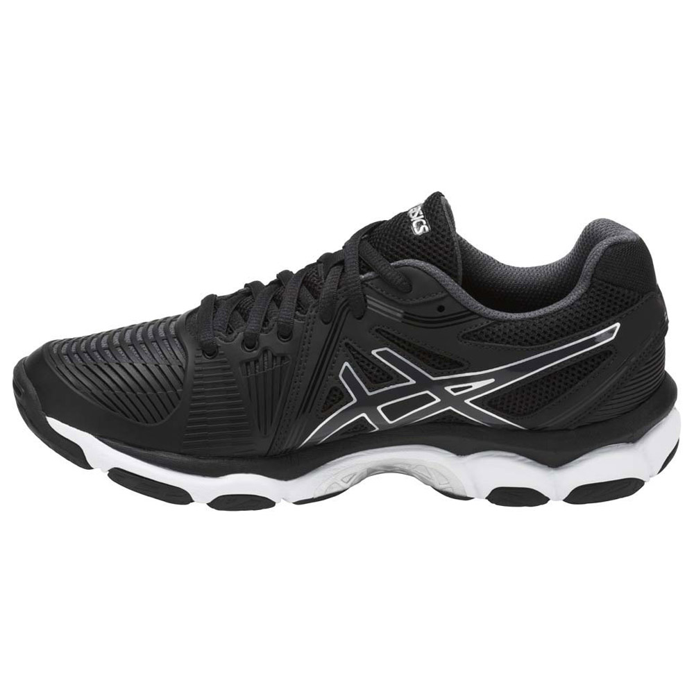 black asics netball trainers