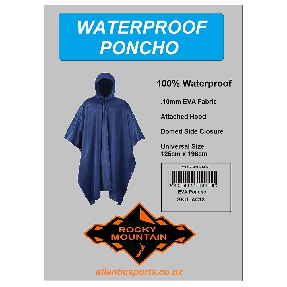 Rocky Mountain Waterproof Poncho Blue