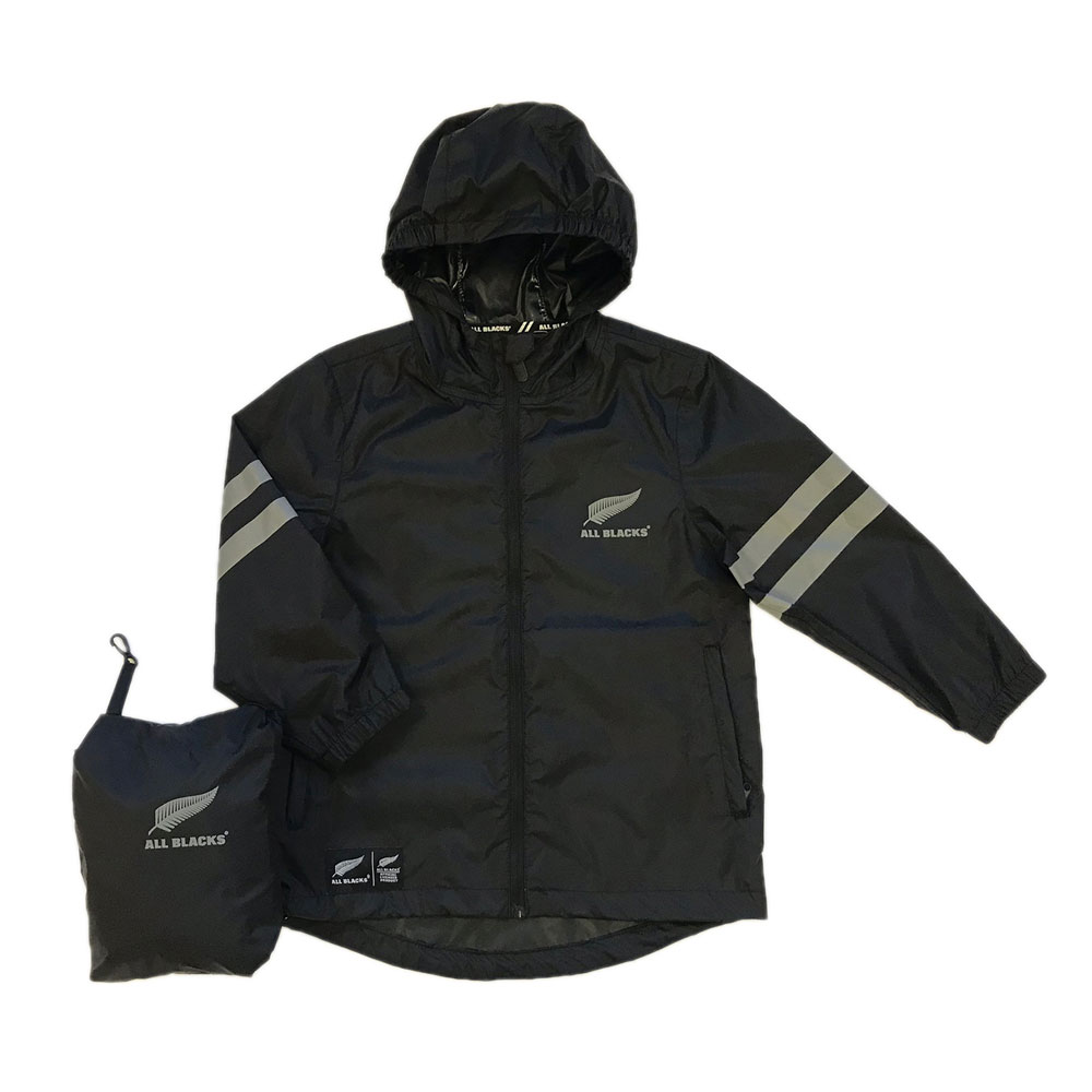 Juniors All Blacks Packable Rain Jacket | Rebel Sport