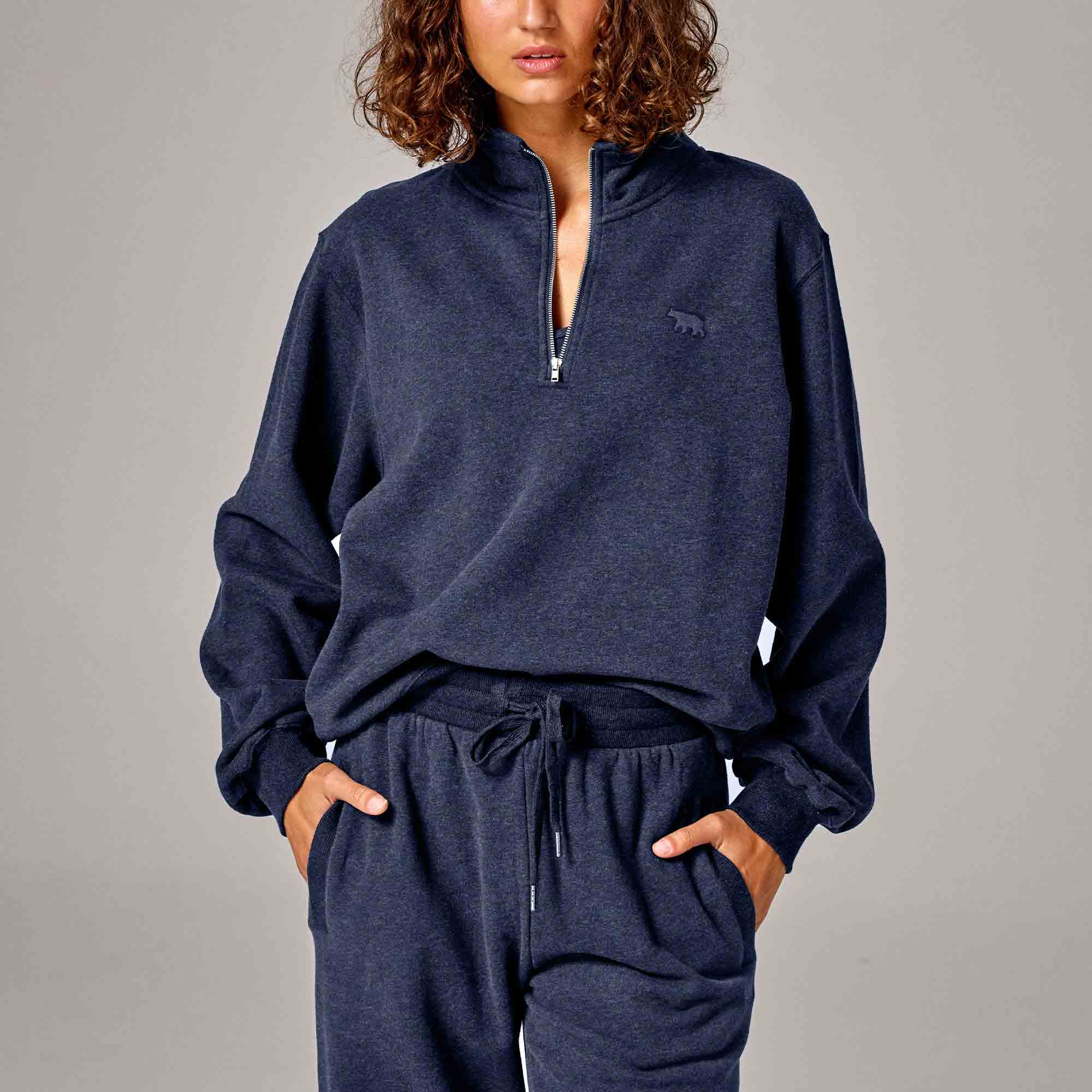 Running Bare Womens Legacy Funnel Neck 1/2 Zip Sweat