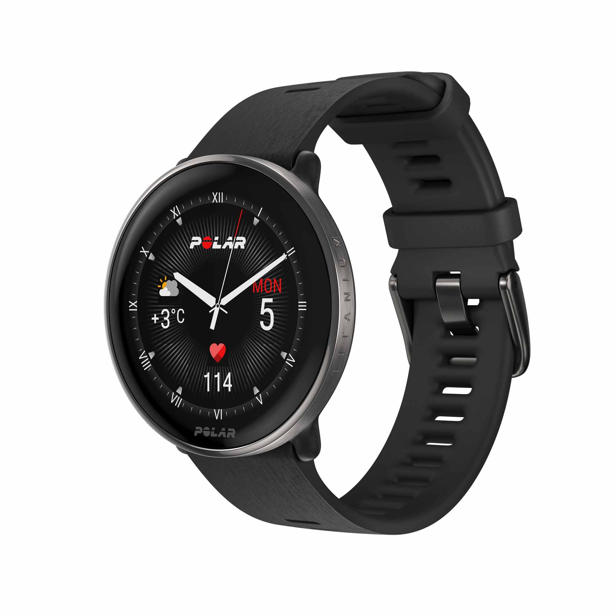 Polar Ignite 3 Fitness Watch Titanium Silicon Black S-L