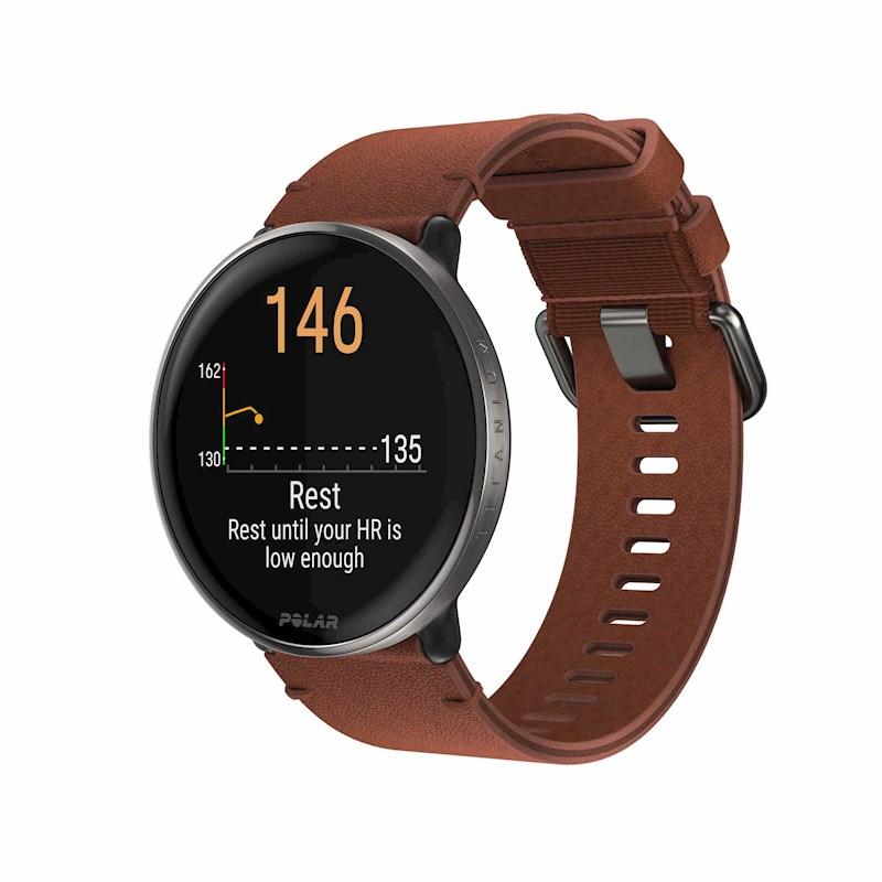 Polar Ignite 3 Fitness Watch Titanium Leather Bronze M L Rebel Sport