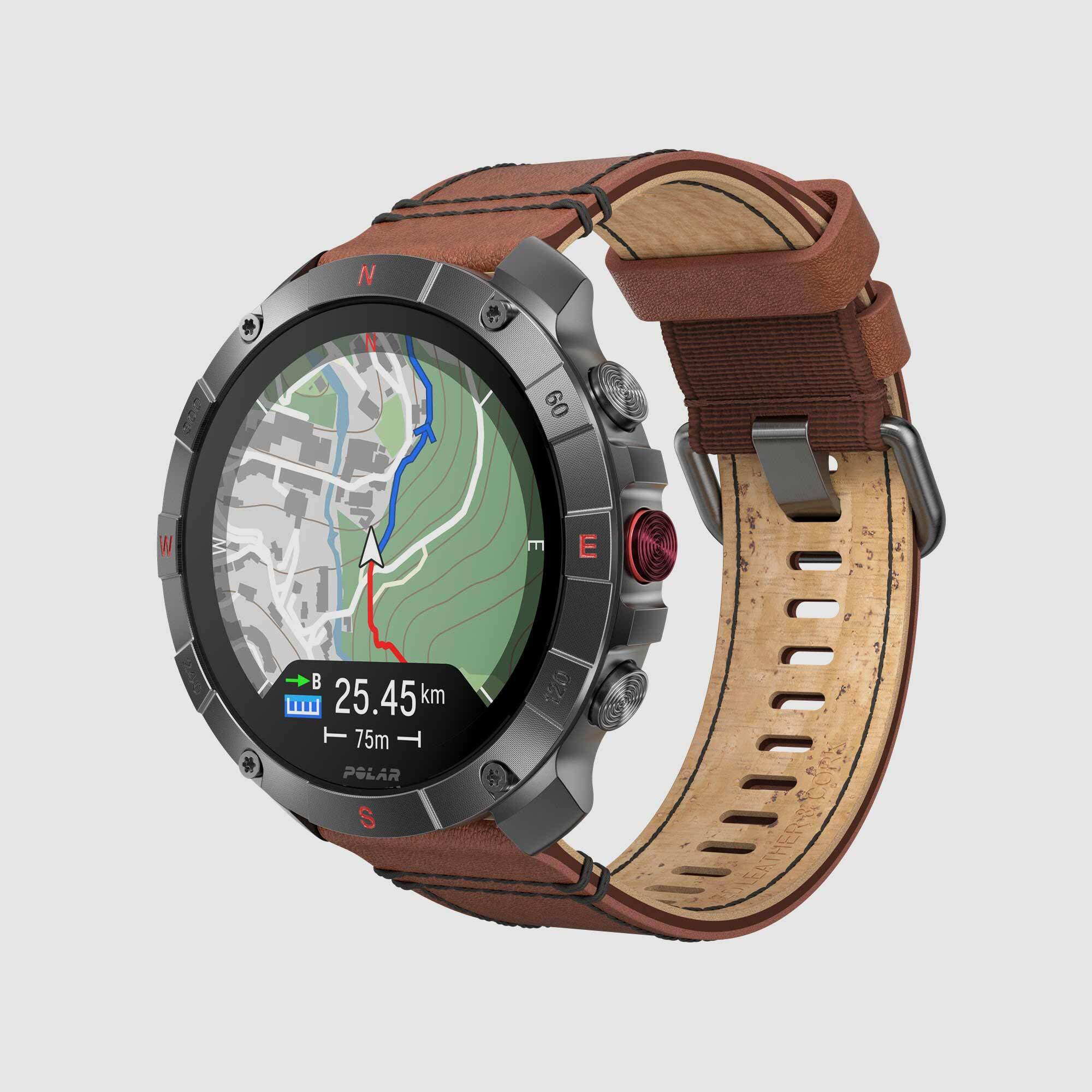 Polar Grit X2 Pro Premium Outdoor Watch Titan Leather Bronze