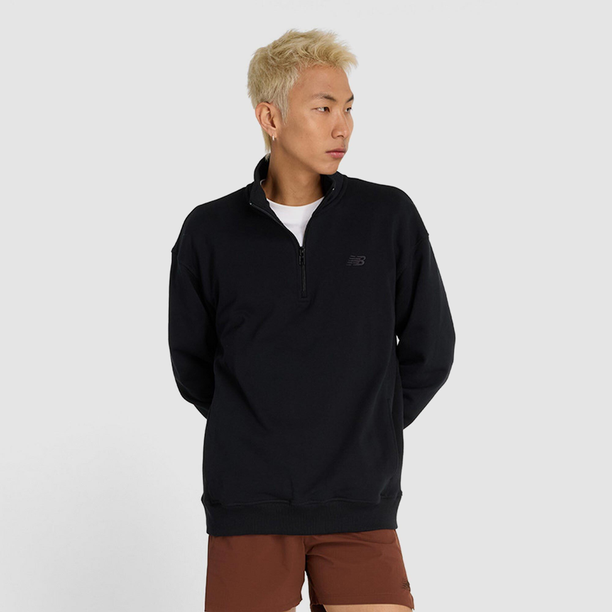 New Balance Mens Athletics Fleece Half Zip Sweat