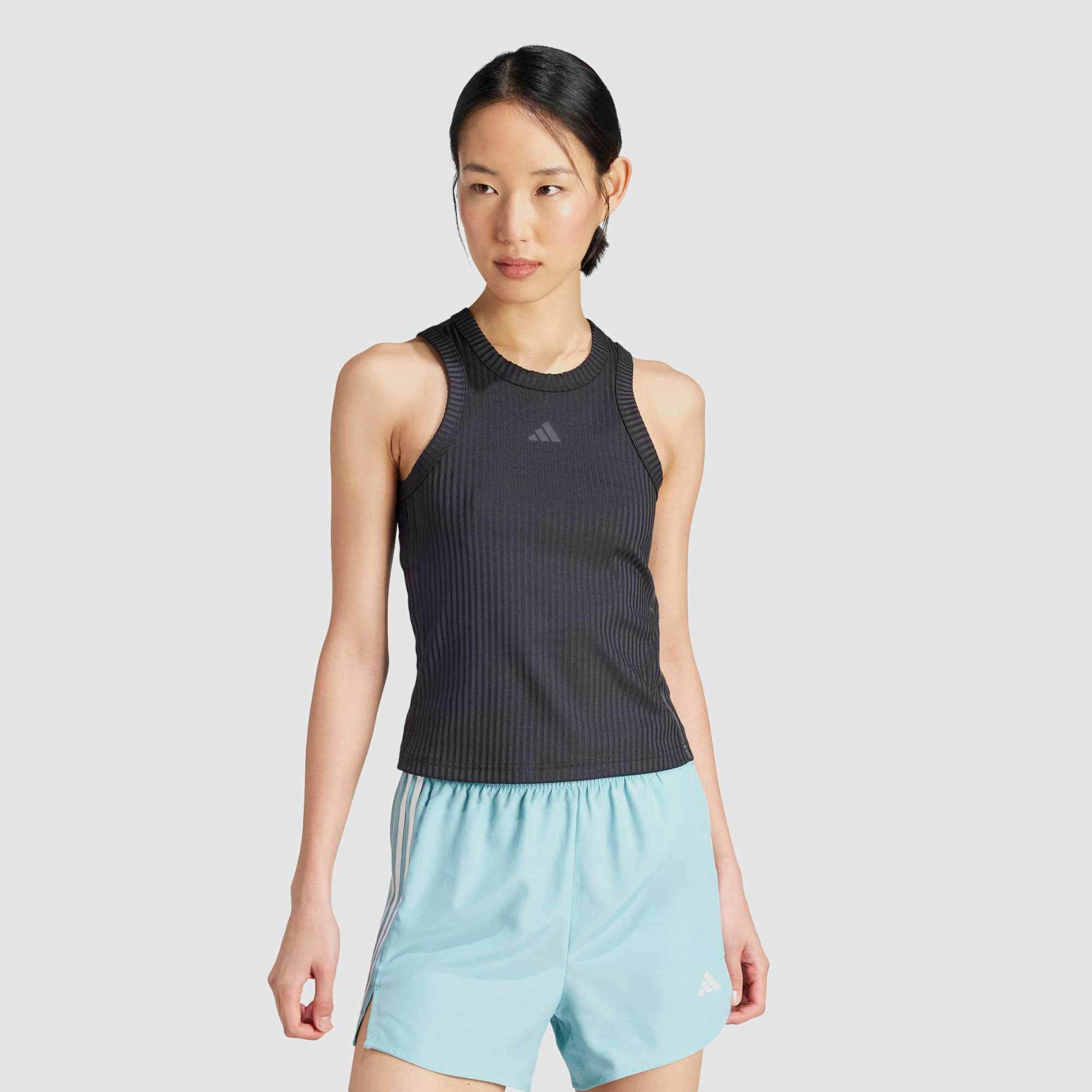 adidas Womens All Gym Ribbed 3 Stripe Tank