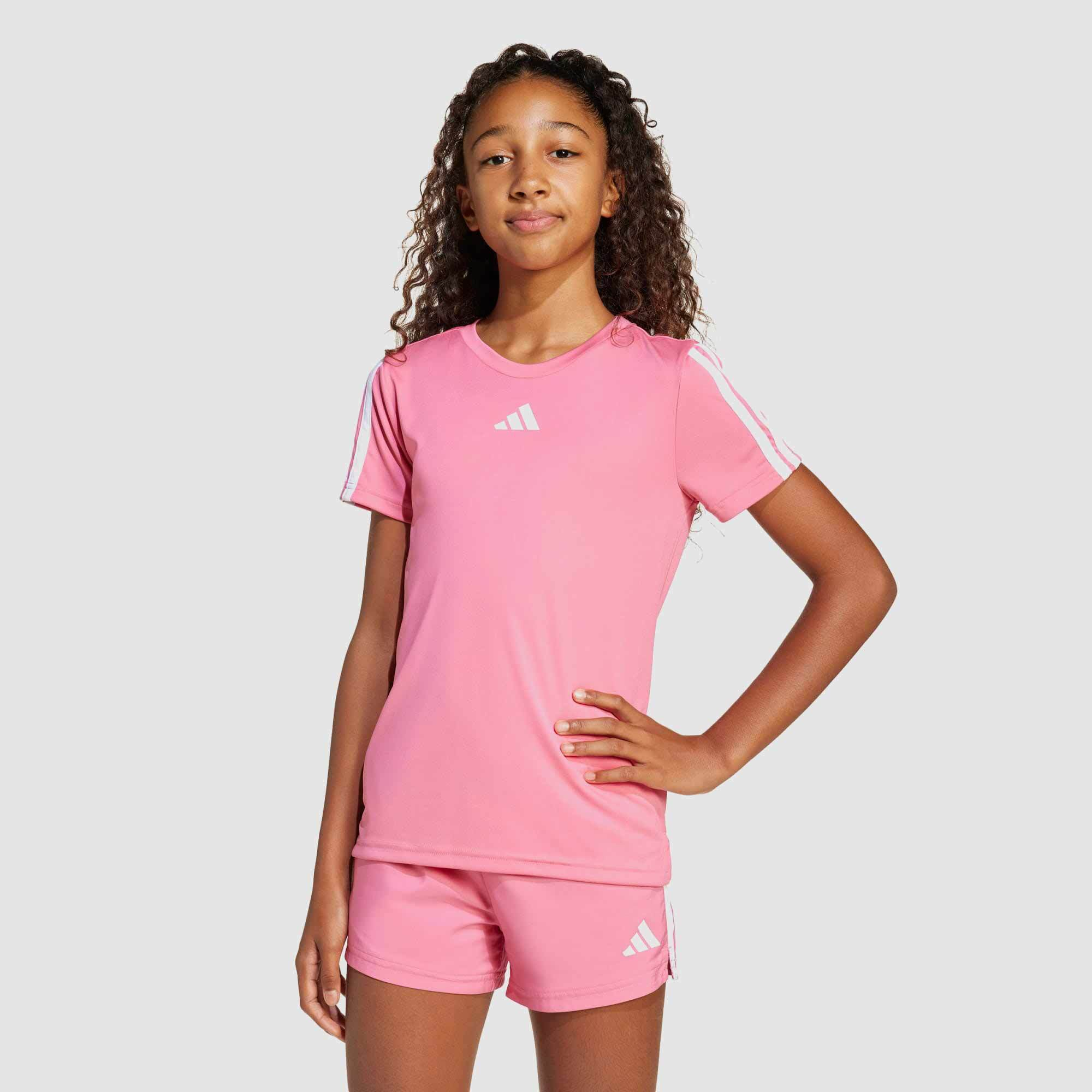 adidas Girls Train Essentials 3 Stripe Tshirt