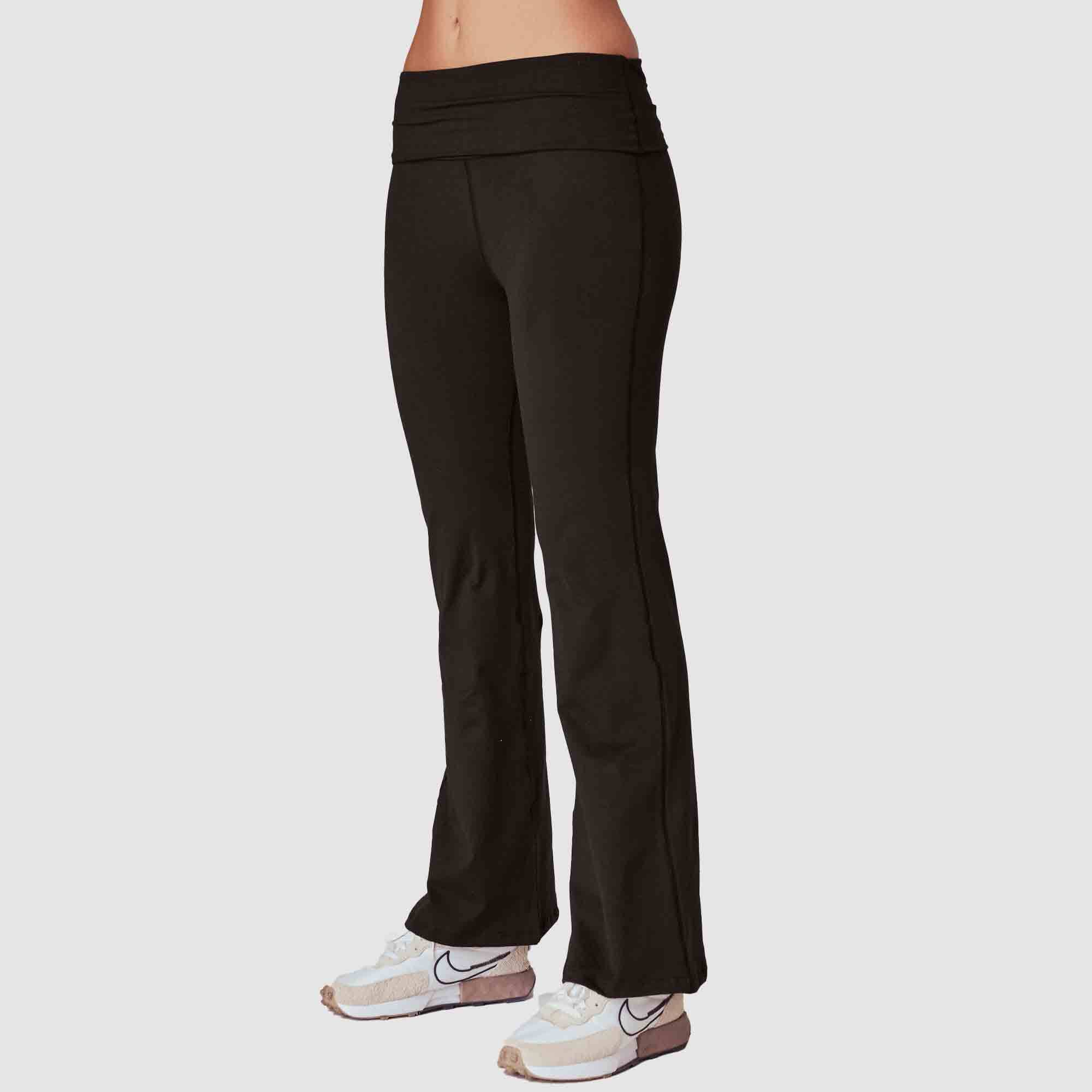 Running Bare Womens Fold Over Flare Yoga 31 Inch Pant